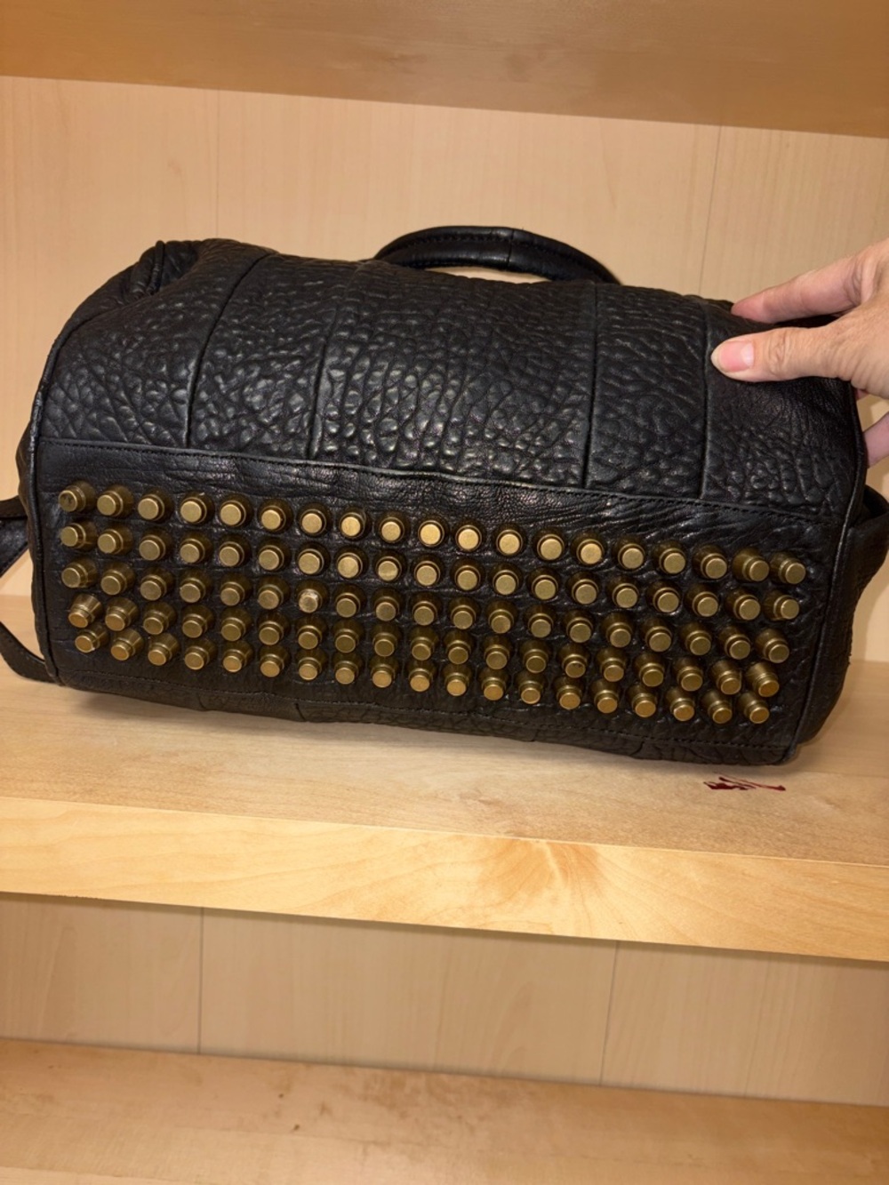 GORGEOUS ALEXANDER WANG $998 BLACK STUDDED BOTTOM DOCTOR BAG PURSE - Picture 4 of 8